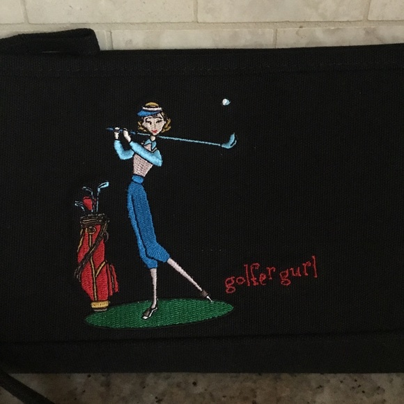 Vintage Marlo Sport Golfer Gurl Canvas Zip Top Embroidered Accessory Bag - Picture 4 of 10